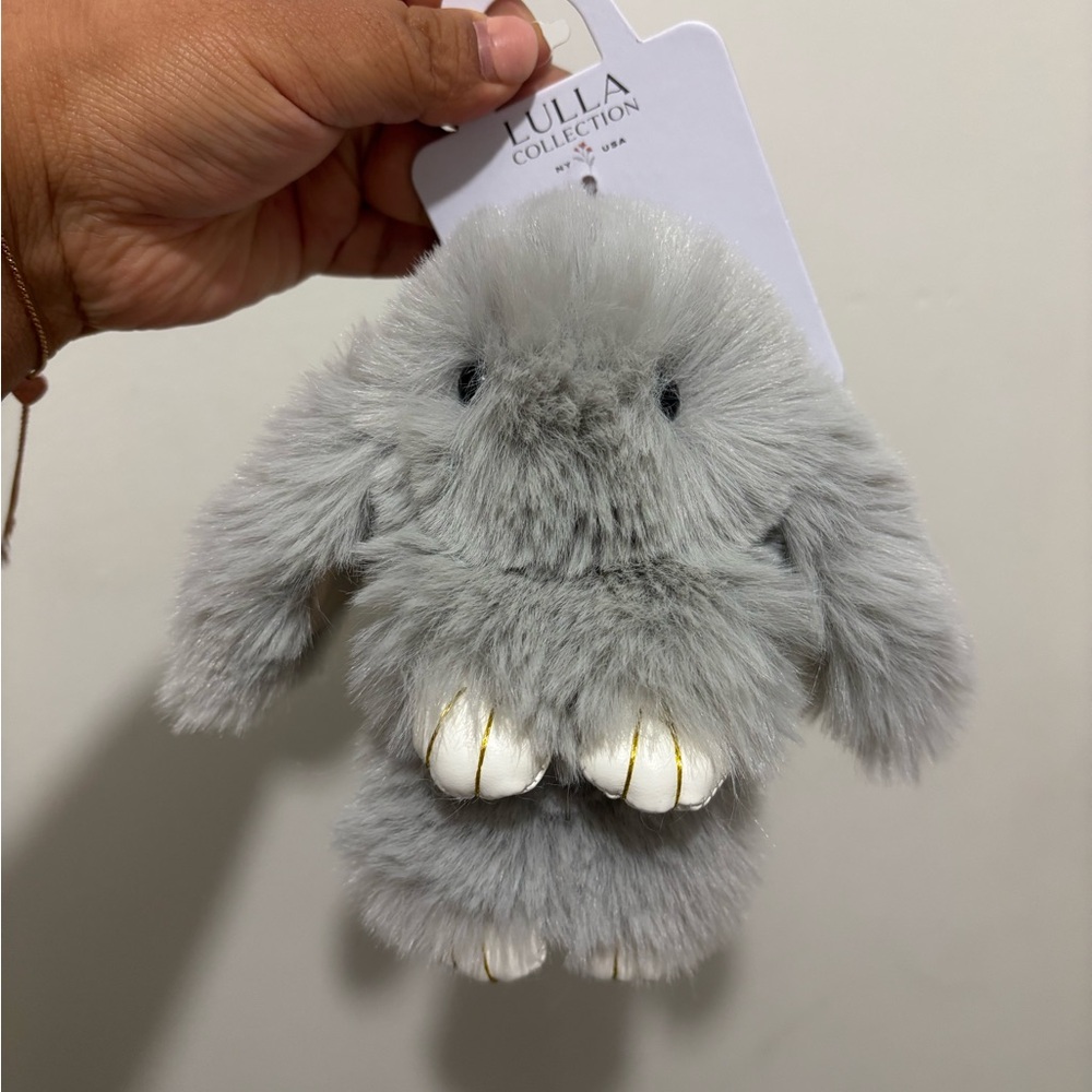 Piper K Gray Plush Bunny Bag charm and Keychain